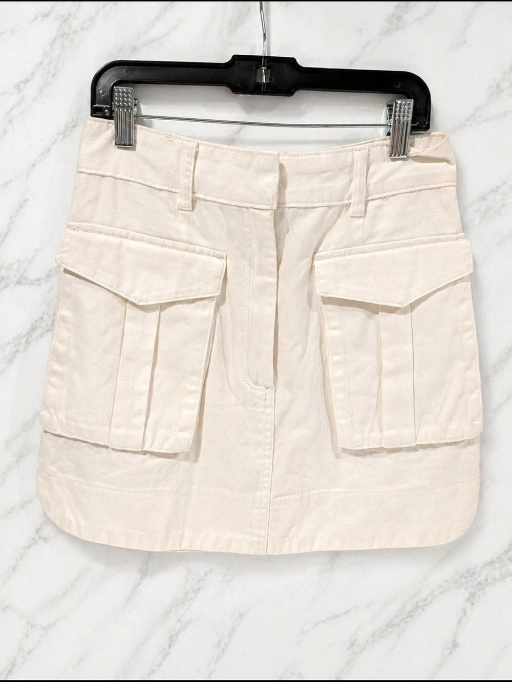 Miou Muse White Cargo Mini Skirt Size Small Cotton Utility Pockets